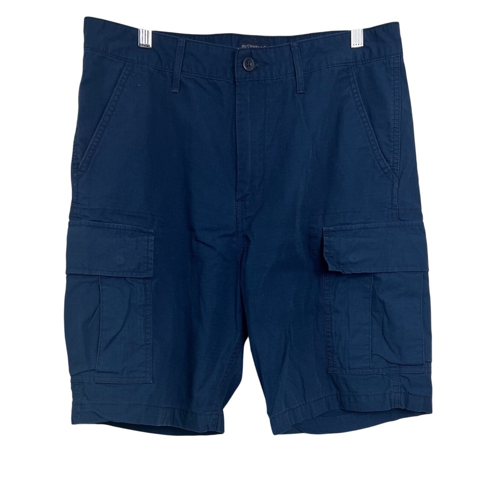 Levi Strauss & Co Cargo Shorts Men 34 Blue Ripstop Cotton Casual Utility C14